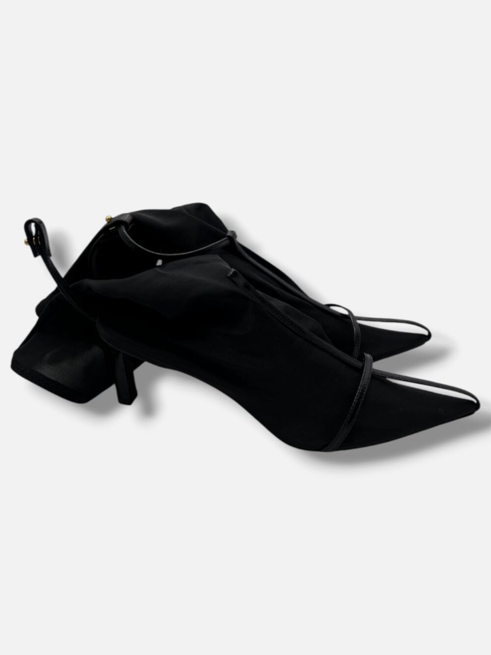 JIL SANDER Women's Black 65mm Mesh & Leather Ankle Boots Size 37